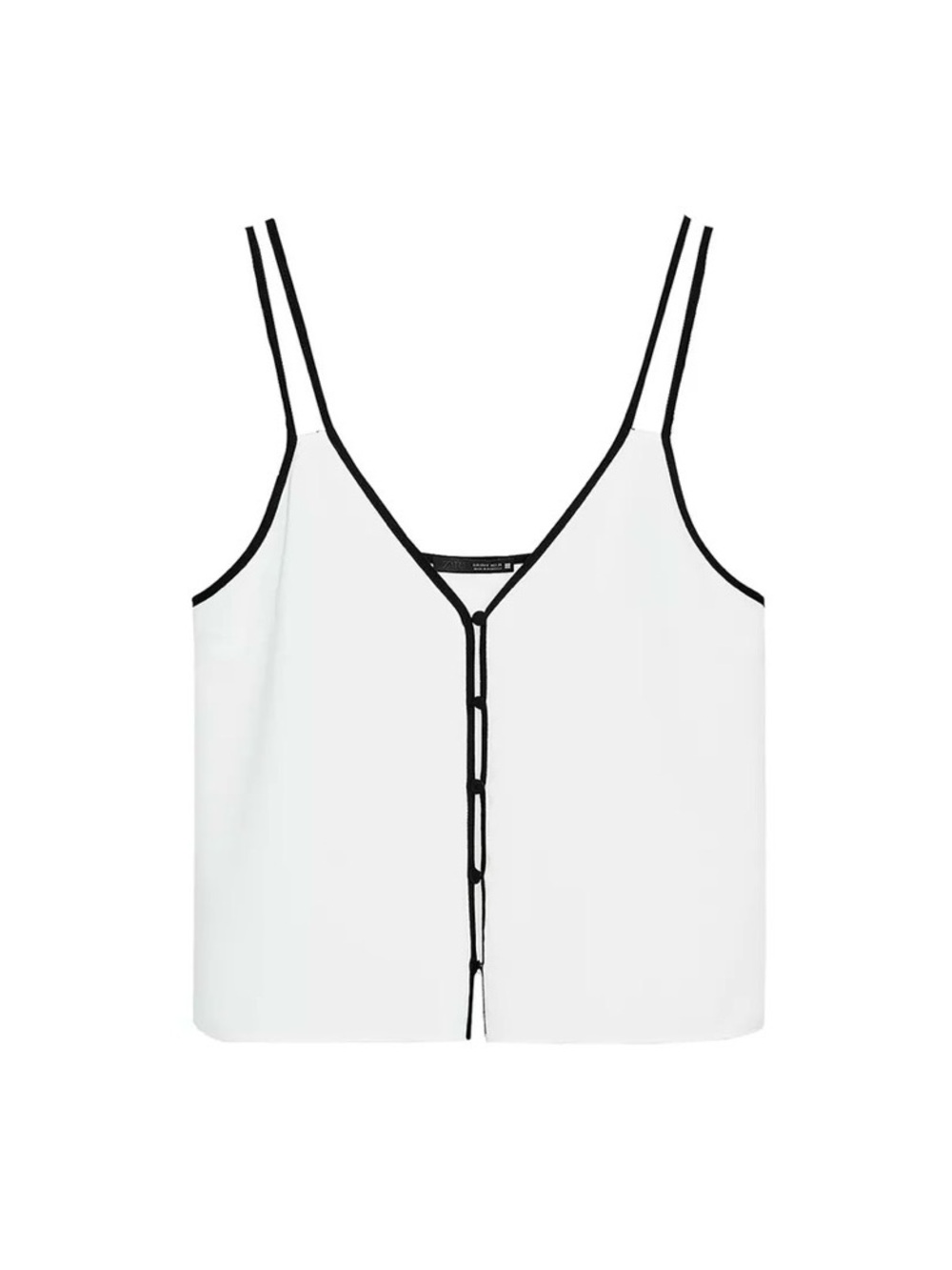 Zara White Tank Top with Black Contrast Trim